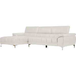 Sosegado Leather Sectional Sofa - Left Facing Chaise, White 