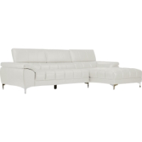 Sosegado Leather Sectional Sofa - Right Facing Chaise, White