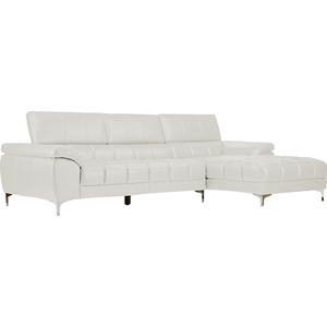 Sosegado Leather Sectional Sofa - Right Facing Chaise, White 