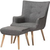 Nola 2-Piece Upholstered Armchair - Ottoman, Gray