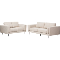 Brittany 2-Piece Fabric Upholstered Sofa Set - Light Beige