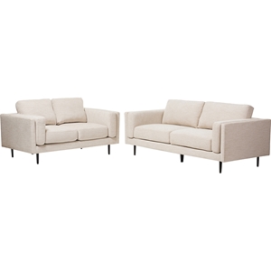 Brittany 2-Piece Fabric Upholstered Sofa Set - Light Beige 