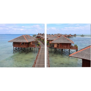 Idyllic Resort Mounted Photography Print Diptych - Multicolor 