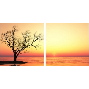 Blazing Horizon Mounted Photography Print Diptych - Multicolor 