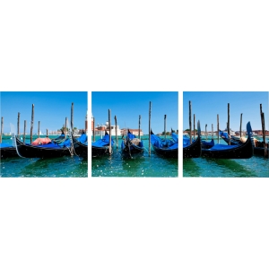 Gondola Fleet Mounted Photography Print Triptych - Multicolor 