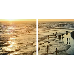 Wading in The Waves Mounted Photography Print Diptych - Multicolor 