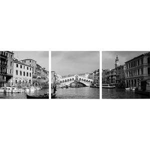 Rialto Bridge Mounted Photography Print Triptych - Black, White 