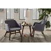 Vera 3-Piece Lounge Chair and Side Table - Walnut Base, Gray Upholstered - WI-VERA-DARK-GRAY-WALNUT-3PC-SET