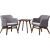 Vera 3-Piece Lounge Chair and Side Table - Walnut Base, Gray Upholstered - WI-VERA-DARK-GRAY-WALNUT-3PC-SET