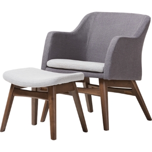 Vera Lounge Chair and Ottoman Set - Gray 