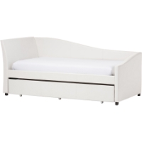 Vera Faux Leather Twin Daybed - Roll-Out Trundle Bed, White
