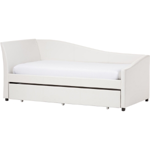Vera Faux Leather Twin Daybed - Roll-Out Trundle Bed, White 