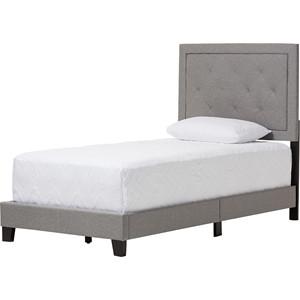 Paris Upholstered Twin Tufted Bed - Gray 