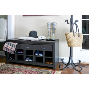 Entryway Bench - 3 Drawers, Dark Brown 