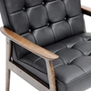 Stratham Modern Armchair - Button Tufts, Wood Frame, Black Seat - WI-WIKI-CN-A-BLACK
