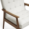 Stratham Modern Armchair - Button Tufts, Wood Frame, White Seat - WI-WIKI-CN-A-WHITE