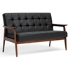 Stratham Modern Sofa - Button Tufts, Wood Frame, Black Seat - WI-WIKI-CN-J-BLACK