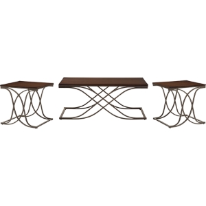 Terrance 3-Piece Occasional Table Set - Walnut, Antique Bronze 
