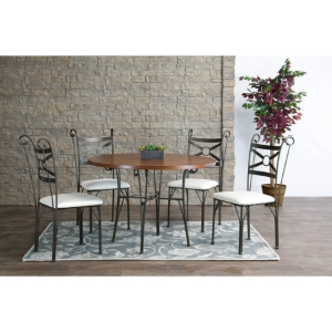 Edinburgh 5-Piece Dining Set - Black, Cream 