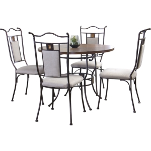 Tirana 5-Piece Dining Set - Black, Beige 