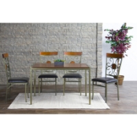 Modica 5-Piece Dining Set - Brass, Black