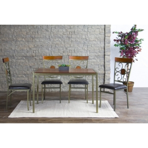 Modica 5-Piece Dining Set - Brass, Black 