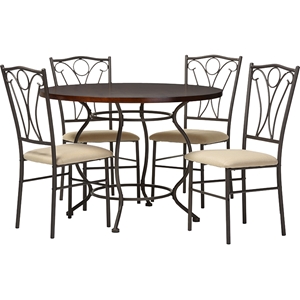 Greggory 5-Piece Round Casual Dining Set - Antiqued Bronze 
