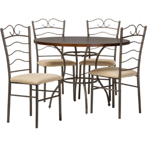 Monarch 5-Piece Round Casual Dining Set - Beige, Antiqued Black 