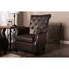 Brixton Faux Leather Armchair - Button Tufted, Brown - WI-WS-0635-MATT-BROWN