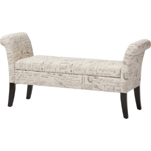 Avignon Fabric Storage Ottoman Bench - Beige 