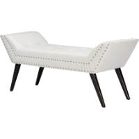 Tamblin Faux Leather Large Bench - Nailhead, White