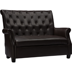 Brixton Faux Leather Loveseat - Button Tufted, Brown 