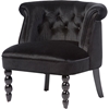 Flax Velvet Upholstered Accent Chair - Button Tufted, Black - WI-WS-GK756-BLACK