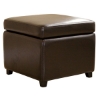 Stella Full Leather Dark Brown Cube Storage Ottoman - WI-Y-162-J001