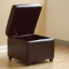 Stella Full Leather Dark Brown Cube Storage Ottoman - WI-Y-162-J001