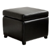 Stella Full Leather Black Square Storage Ottoman - WI-Y-162-J023