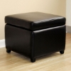 Stella Full Leather Black Square Storage Ottoman - WI-Y-162-J023
