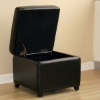 Stella Full Leather Black Square Storage Ottoman - WI-Y-162-J023