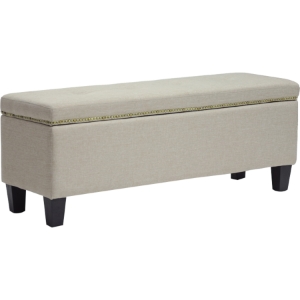 Solippa Button Tufted Ottoman - Nailhead, Beige 