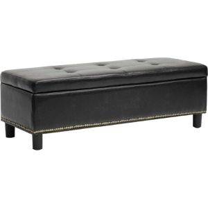 Lucero Tufted Ottoman - Nailhead, Black 