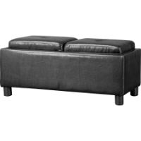 Billiard Bonded Leather Ottoman - Black