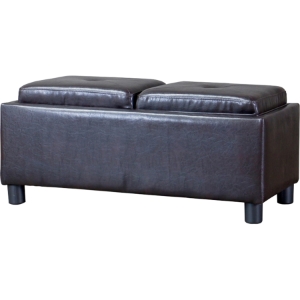 Billiard Bonded Leather Ottoman - Dark Brown 