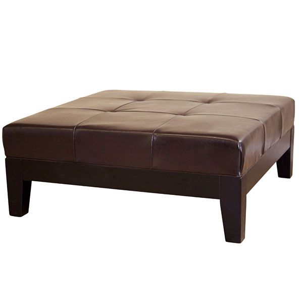 Dana Full Leather Cocktail Ottoman in Dark Brown 