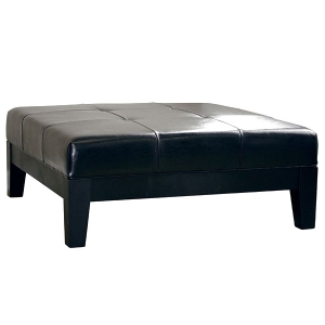 Dana Full Leather Cocktail Ottoman in Black 
