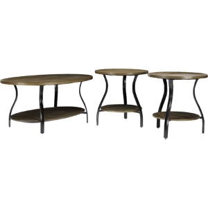 Newcastle 3-Piece Table Set - Brown, Antique Bronze 