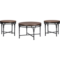 Austin 3-Piece Occasional Table Set - Brown, Antique Bronze
