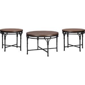 Austin 3-Piece Occasional Table Set - Brown, Antique Bronze 