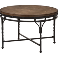 Austin Round Coffee Cocktail Table - Brown, Antique Bronze