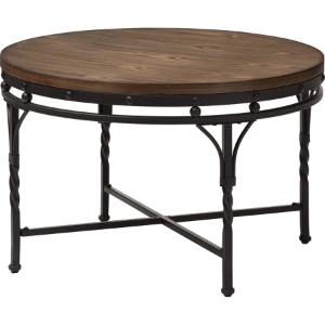 Austin Round Coffee Cocktail Table - Brown, Antique Bronze 