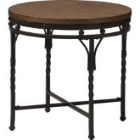 Austin Round End Table - Brown, Antique Bronze